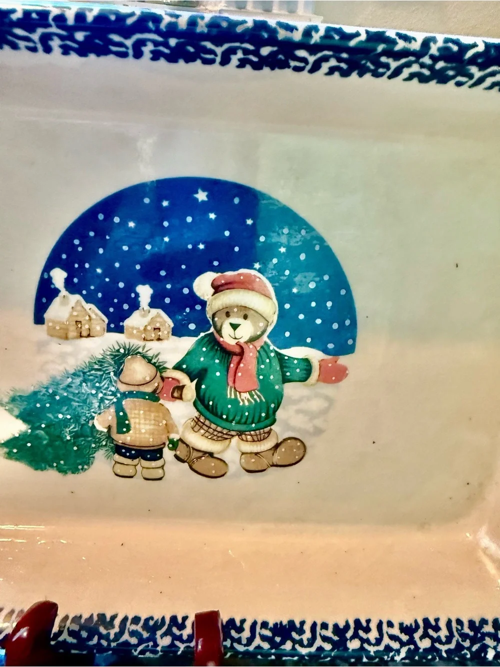 Christmas Tree Bear Holiday Stoneware Casserole Dish Dolgencorp, Inc.  14”.